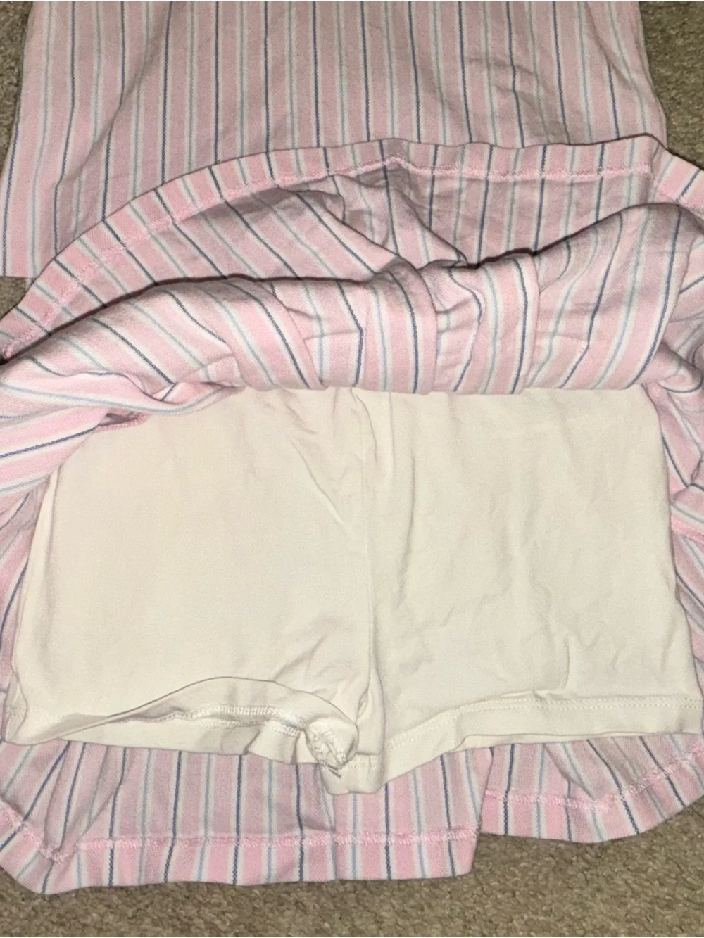 Polo by Ralph Lauren Light Pink White Blue Striped Girls Polo Top & Skort Set